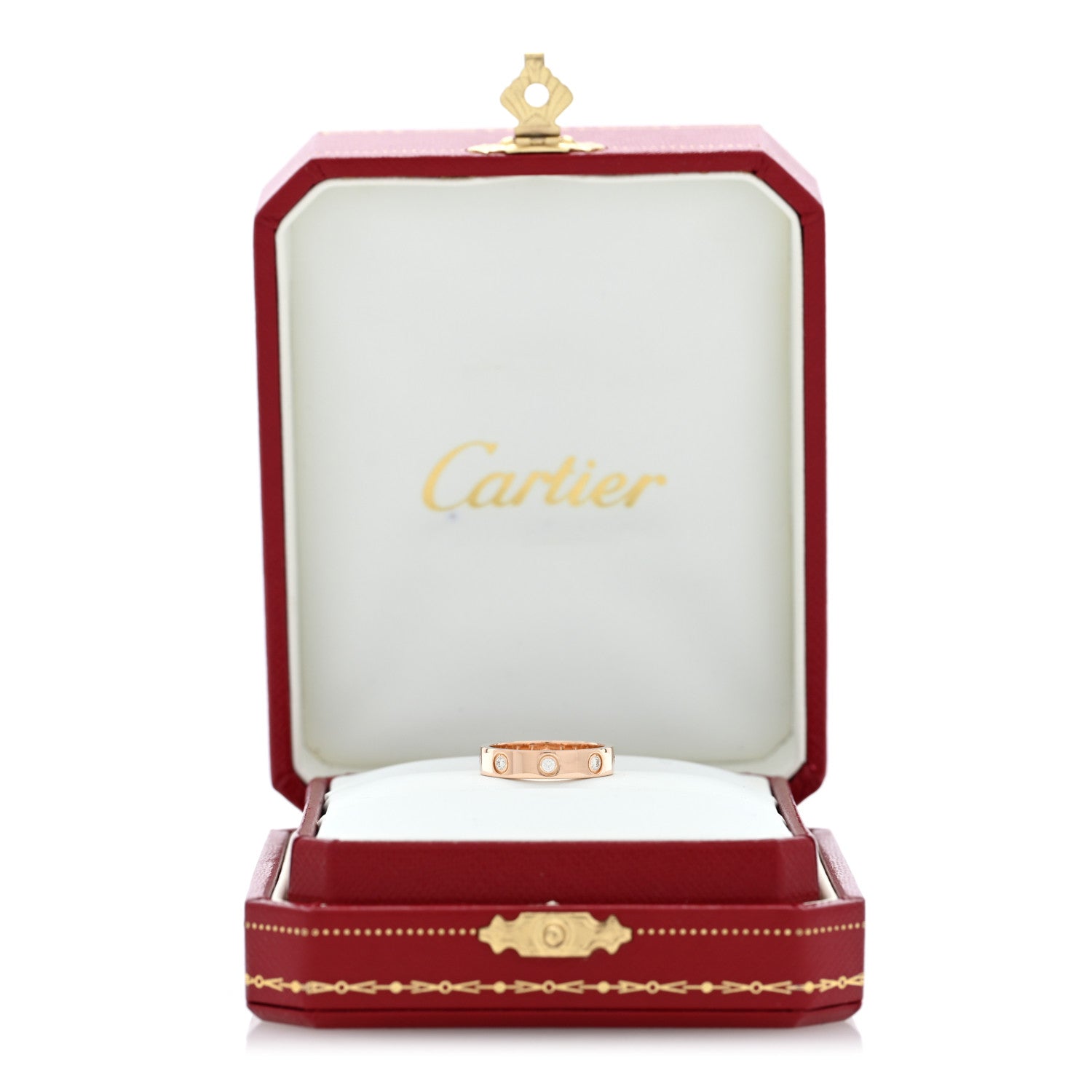 Cartier 18K Pink Gold 8 Diamond 4mm LOVE Wedding Band Ring 49 5 5 of 5