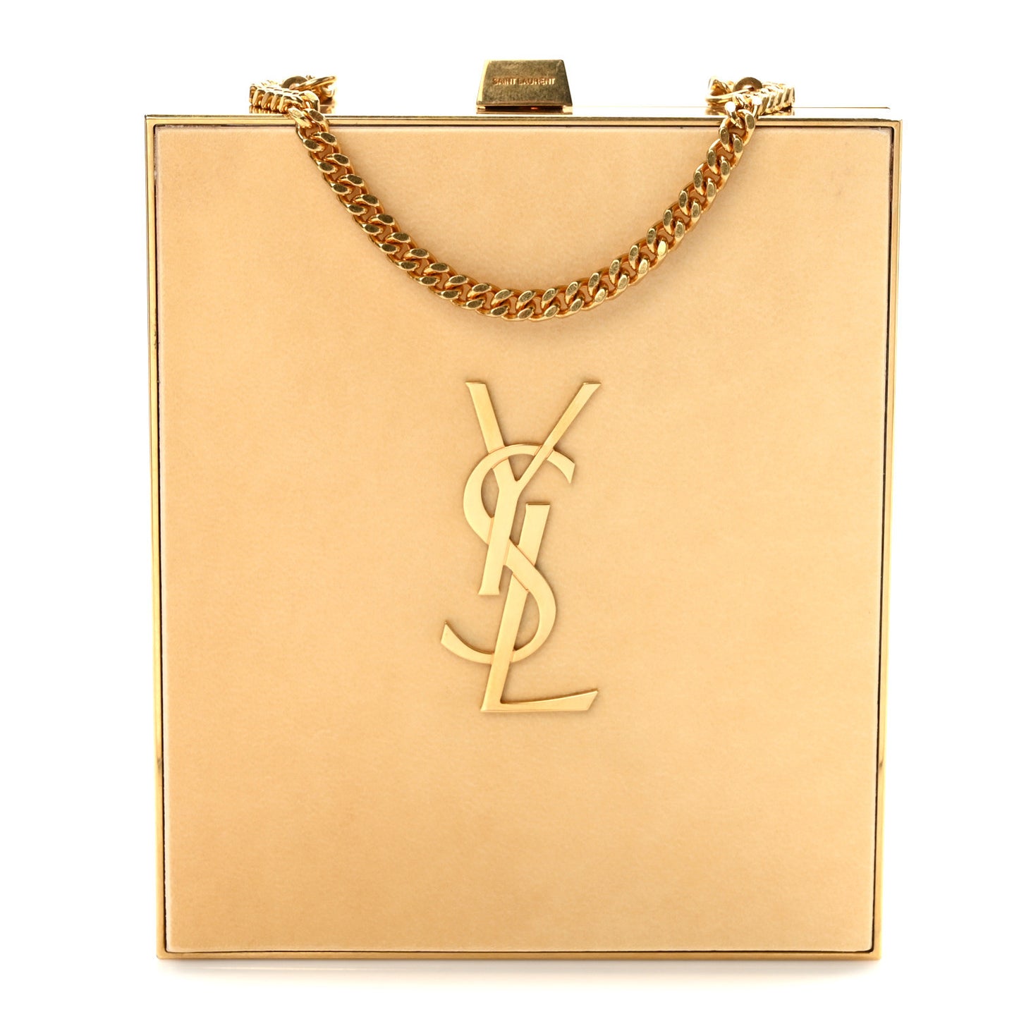 Plexiglass Monogram Minaudiere Tuxedo Box Clutch Pale Sun Oro Antico