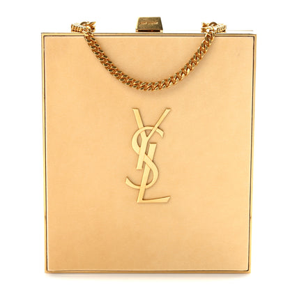 Saint Laurent Plexiglass Monogram Minaudiere Tuxedo Box Clutch Pale Sun Oro Antico 1 of 8