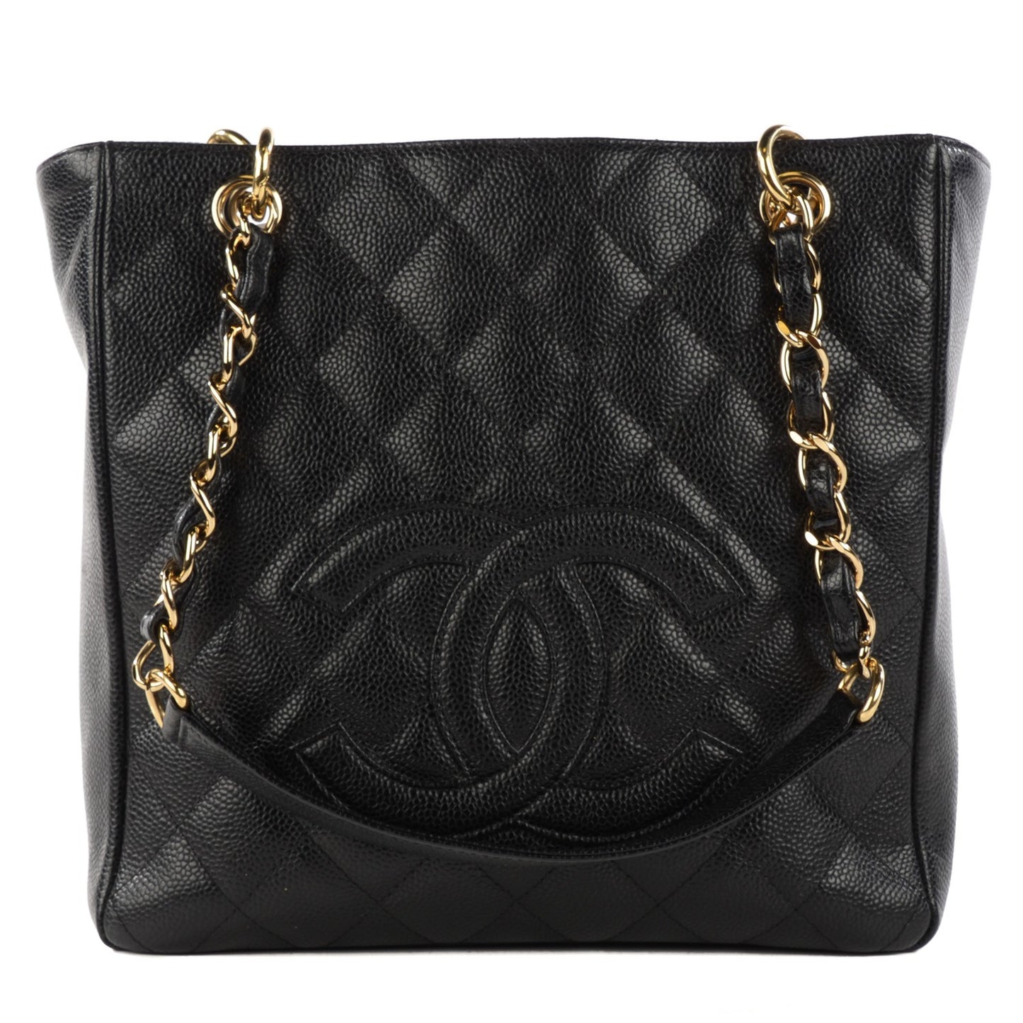 Caviar Quilted Petit Shopping Tote PST Black