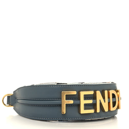 Fendi Canvas Vitello Grace FF Multicolor Embroidered Nano Fendigraphy Hobo Charm Multicolor Gianduia Anice 4 of 10