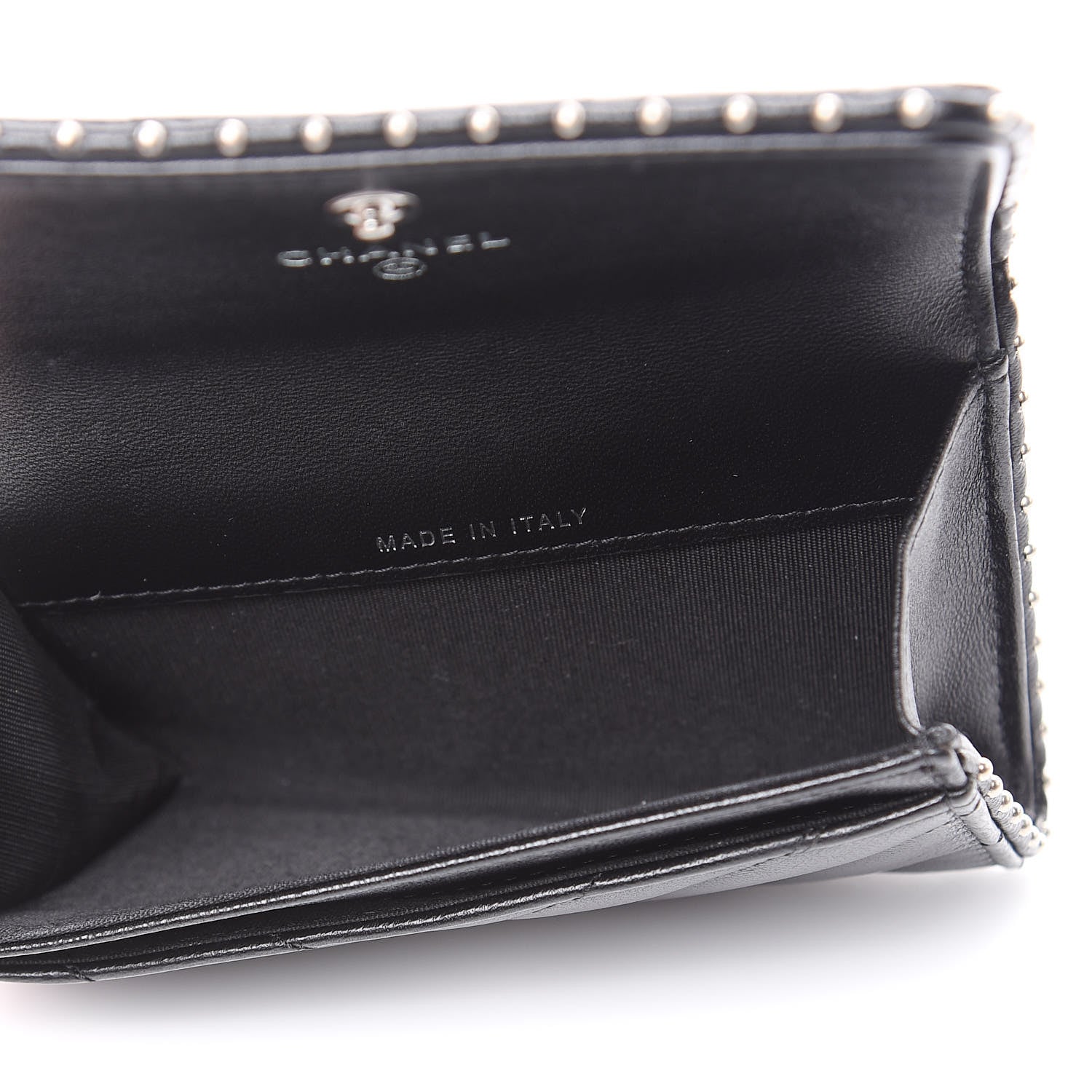 Chanel Lambskin Chevron Quilted Studded Card Holder Black 5 of 9