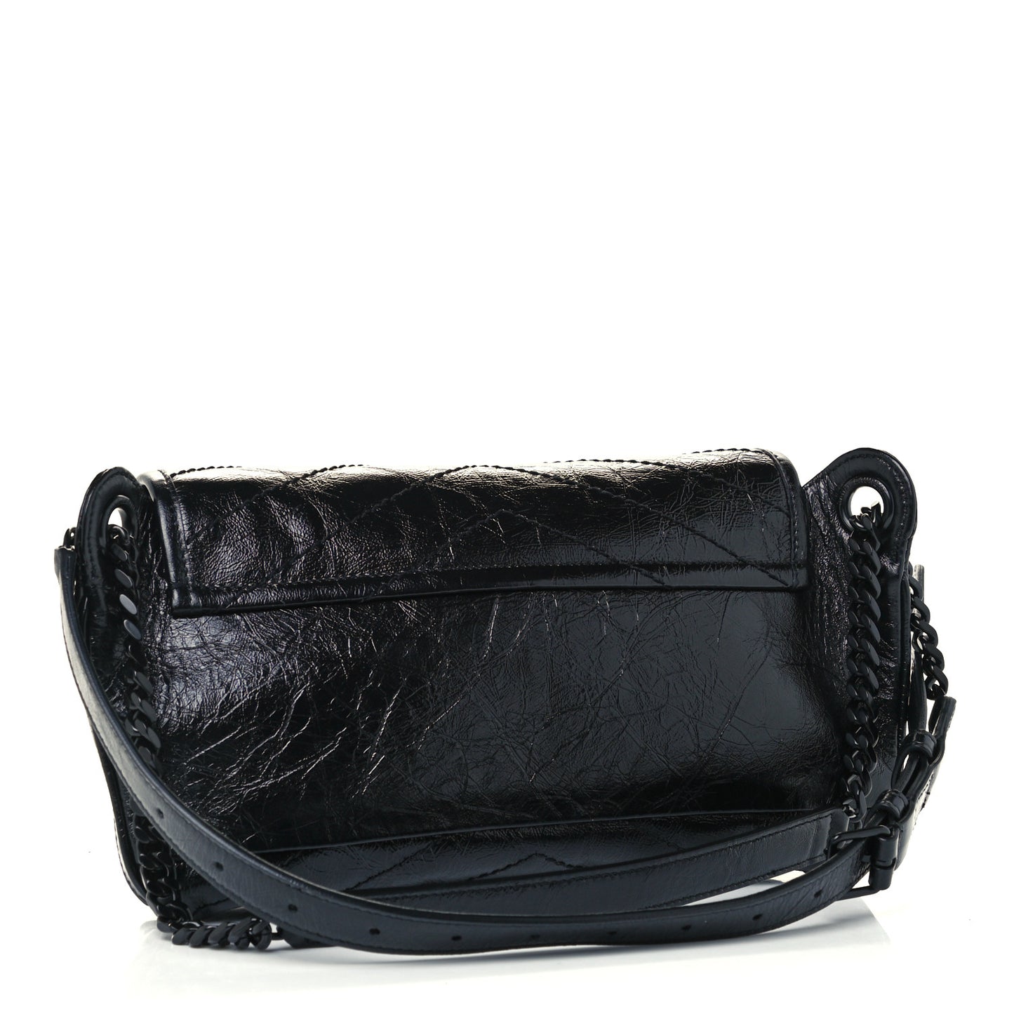 Crinkled Calfskin Matelasse Monogram Niki Body Bag Black
