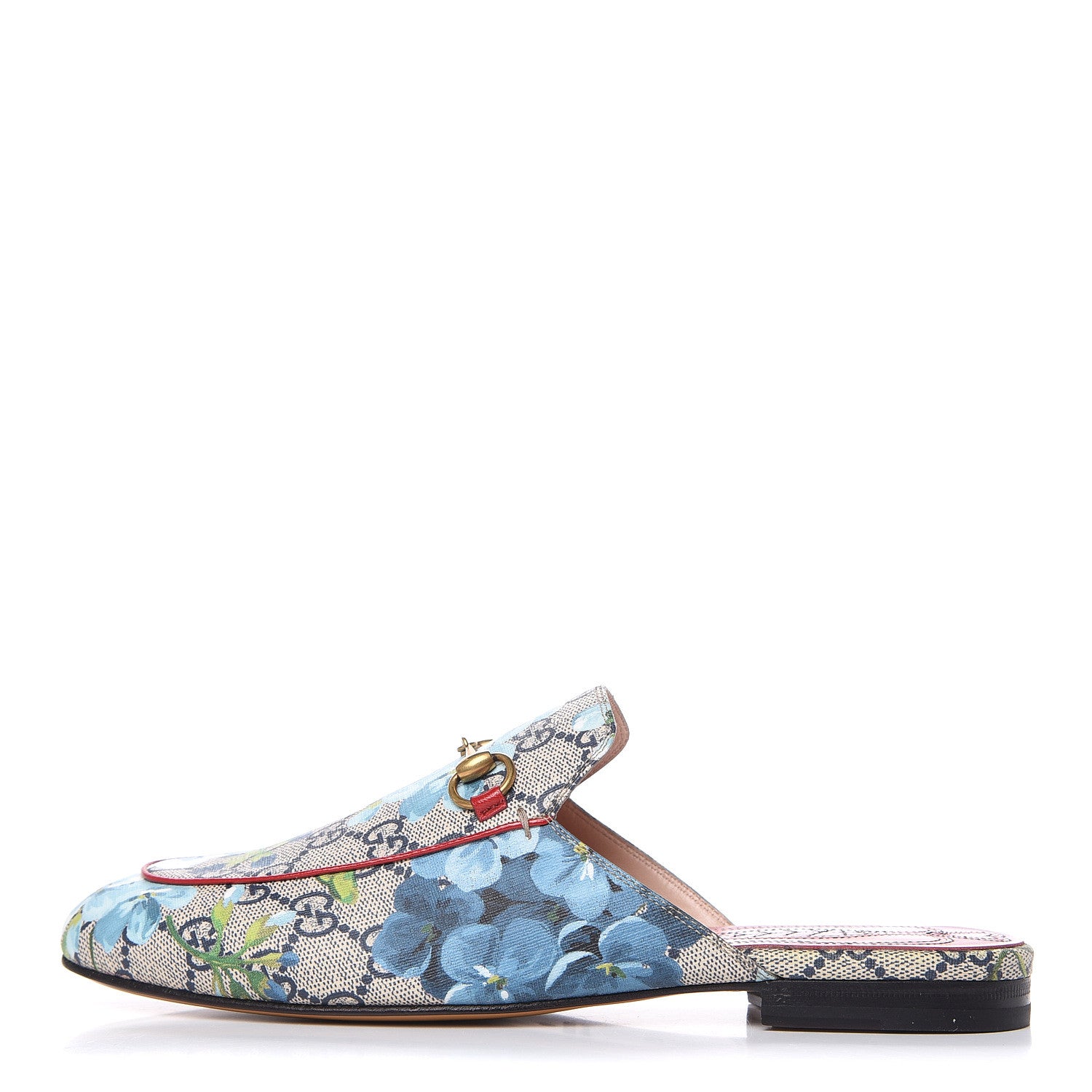 Gucci GG Supreme Monogram Blooms Womens Princetown Slippers 39 Beige Blue Navy Hibiscus Red 1 of 9