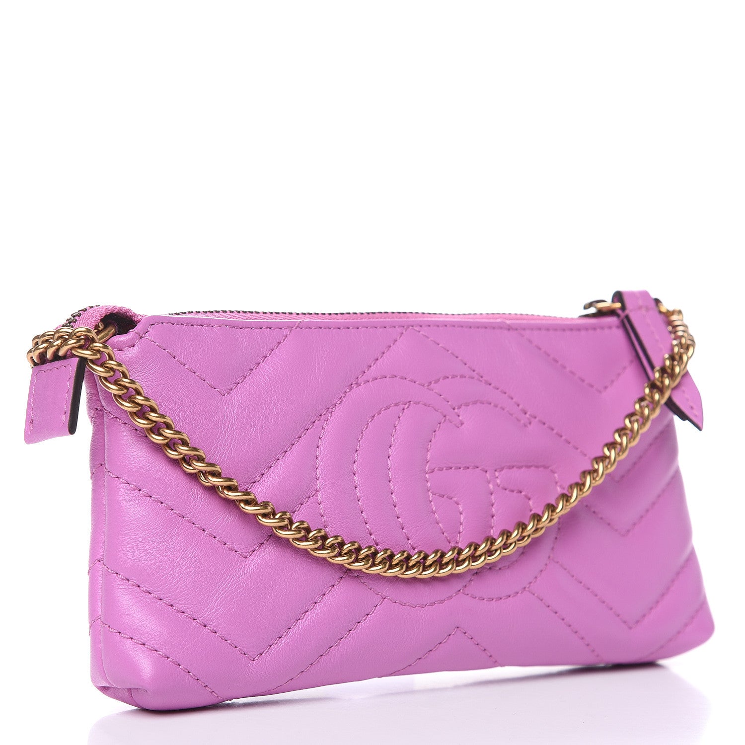 Gucci Calfskin Matelasse Mini GG Marmont Chain Bag Candy Mousse 3 of 9