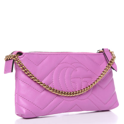 Gucci Calfskin Matelasse Mini GG Marmont Chain Bag Candy Mousse 3 of 9