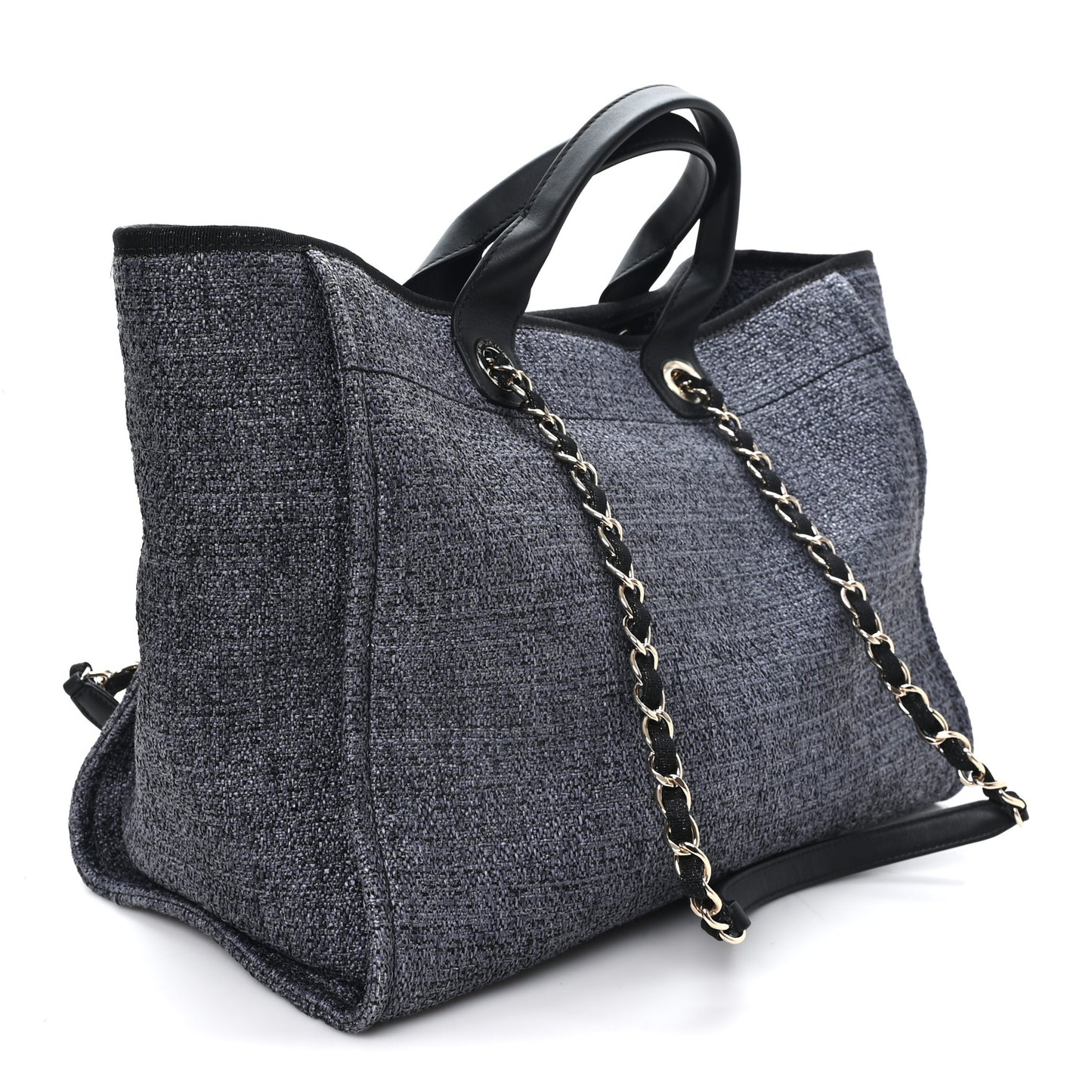 Lurex Boucle Medium Deauville Tote Black
