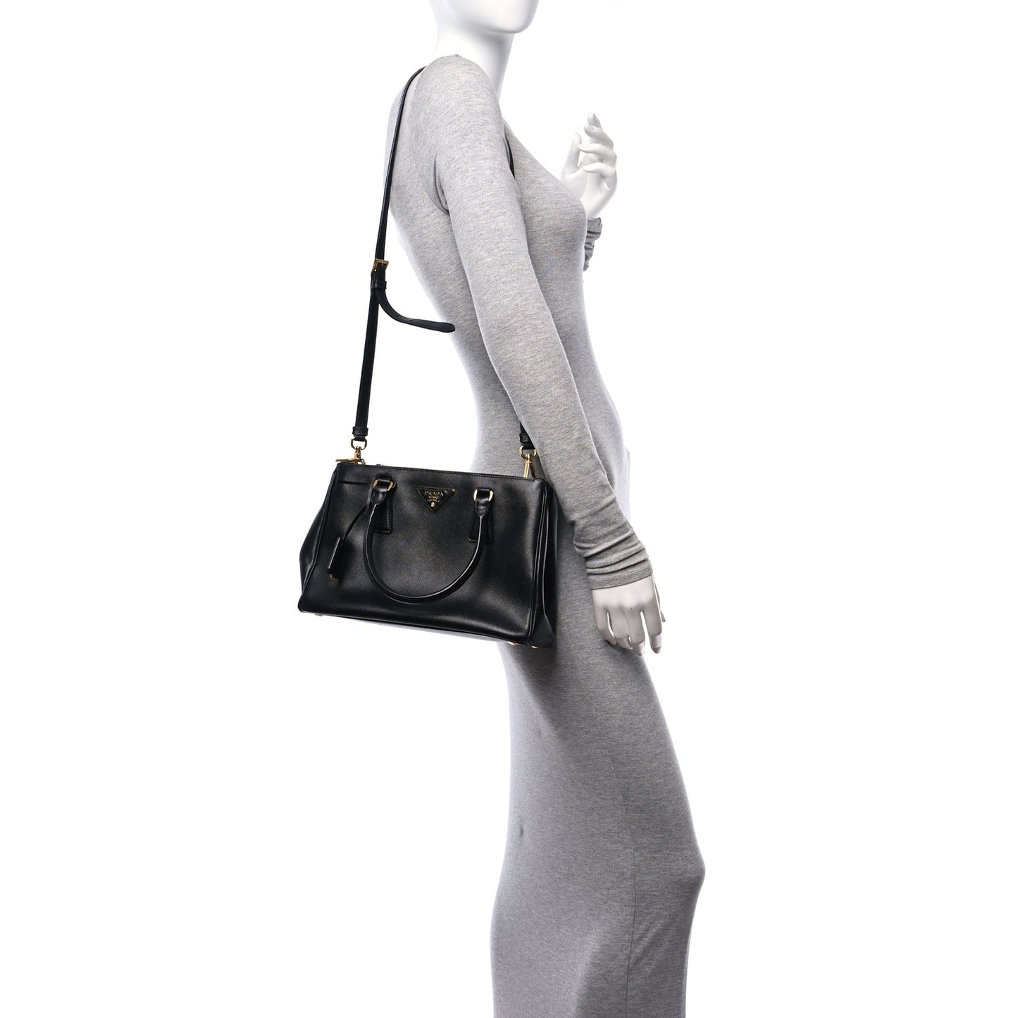 Saffiano Small Galleria Double Zip Tote Black