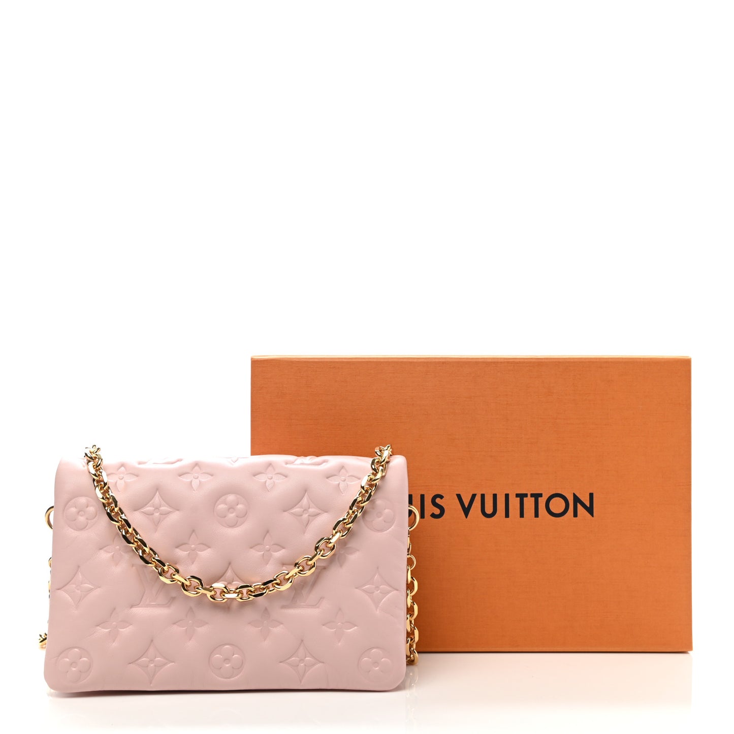 Lambskin Embossed Monogram Pochette Coussin Rose