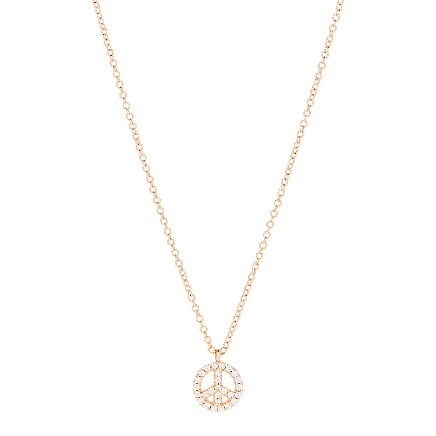 18K Rose Gold Diamond Mini Metro Peace Pendant Necklace