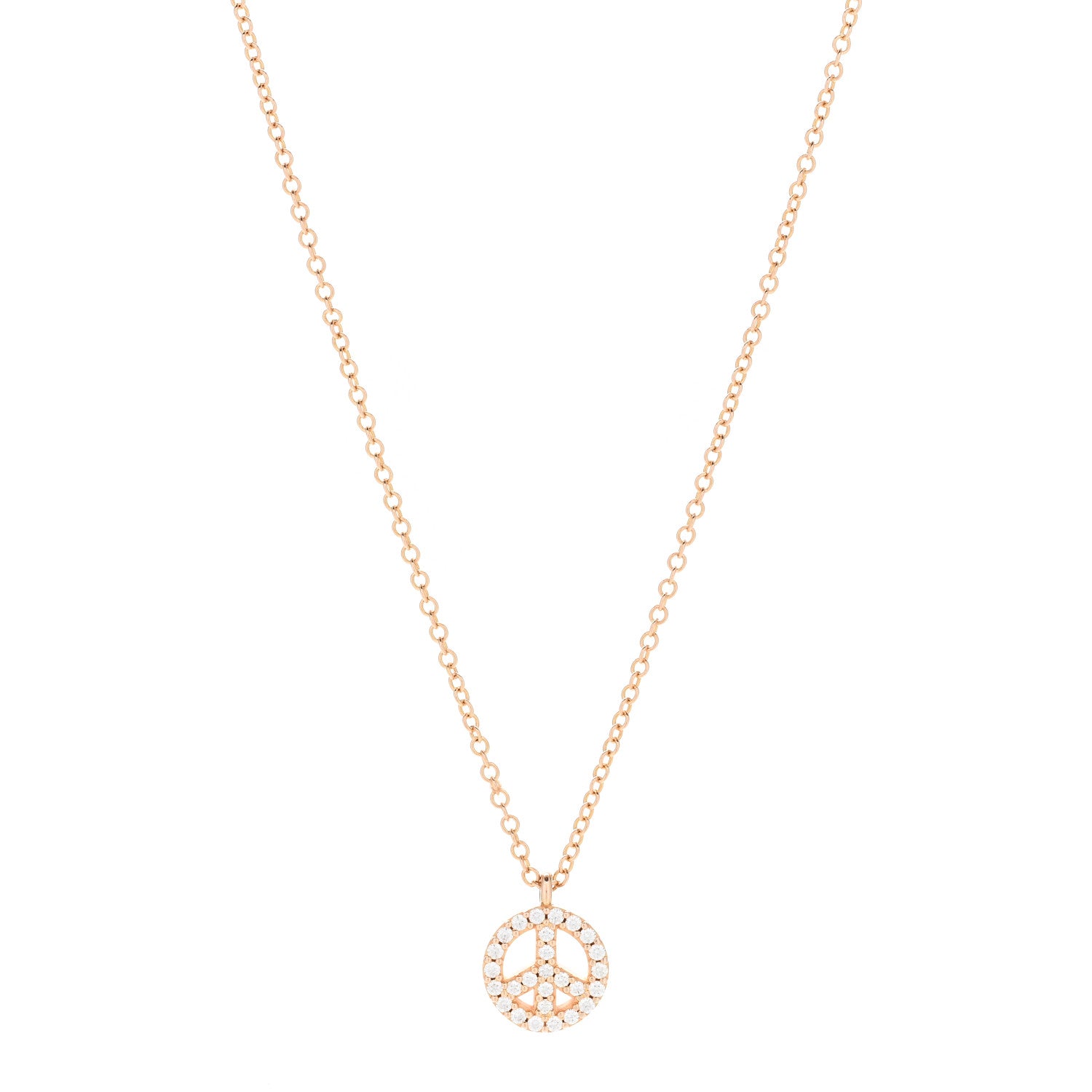 Tiffany 18K Rose Gold Diamond Mini Metro Peace Pendant Necklace 1 of 6