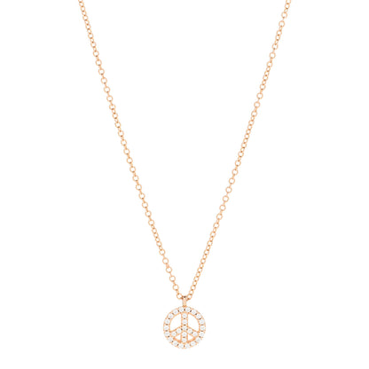 Tiffany 18K Rose Gold Diamond Mini Metro Peace Pendant Necklace 1 of 6