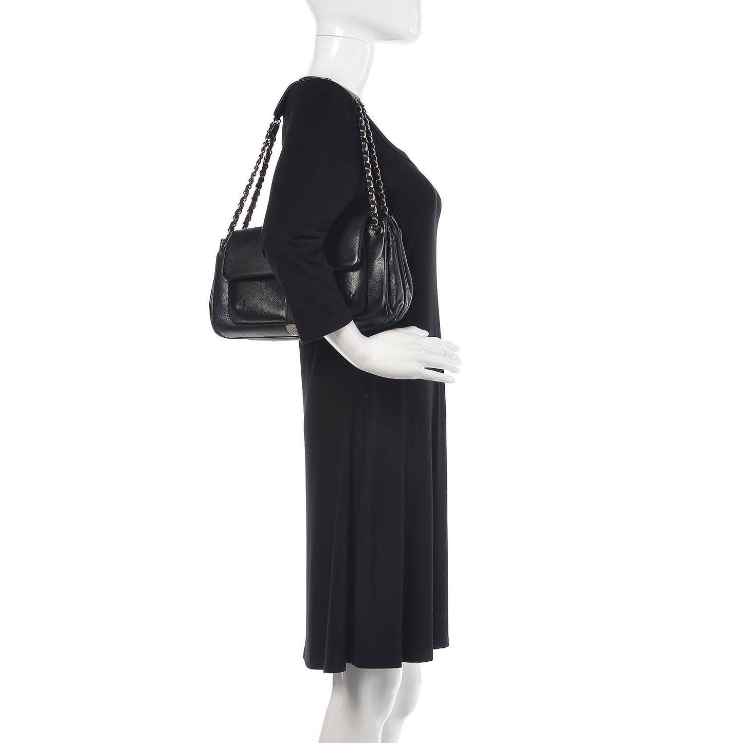 Caviar Mademoiselle Lock Accordion Flap Black