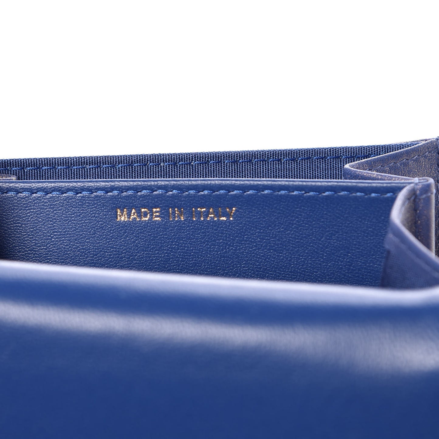 Iridescent Lambskin Quilted Card Holder Blue