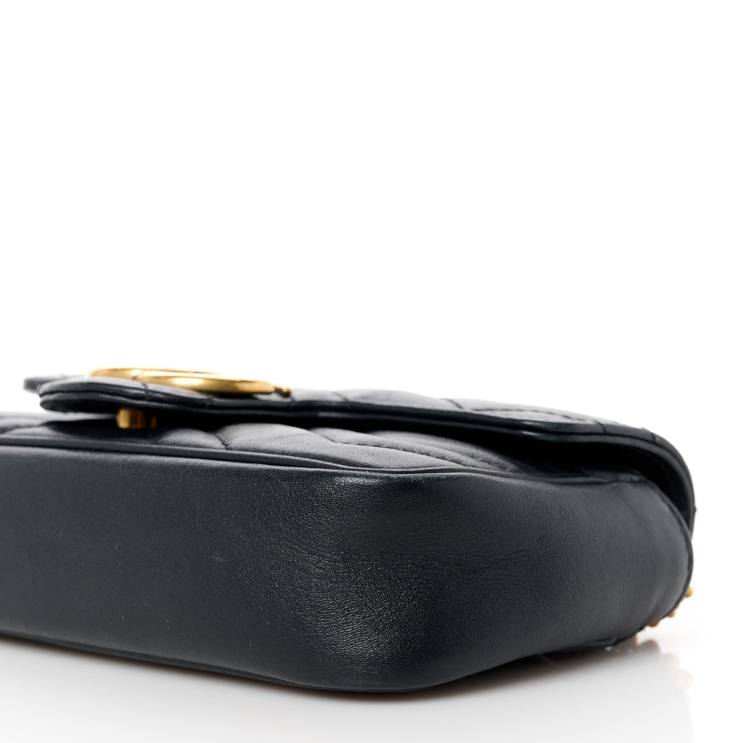 Calfskin Matelasse Super Mini GG Marmont Shoulder Bag Black