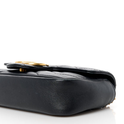 Gucci Calfskin Matelasse Super Mini GG Marmont Shoulder Bag Black 10 of 11