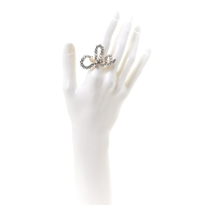 Chanel Crystal Pearl Cha-Nel Rings Set Gold 4 of 7