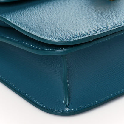 Celine Liege Calfskin Teen Classic Box Flap Bag Prussian Blue 8 of 9