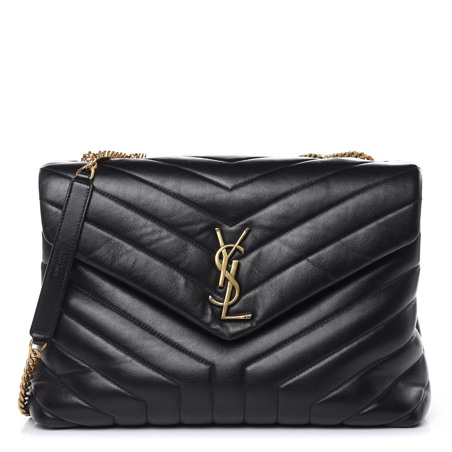 Saint Laurent Calfskin Y Quilted Monogram Medium Loulou Chain Satchel Black 1 of 11