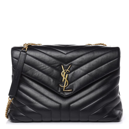 Saint Laurent Calfskin Y Quilted Monogram Medium Loulou Chain Satchel Black 1 of 11