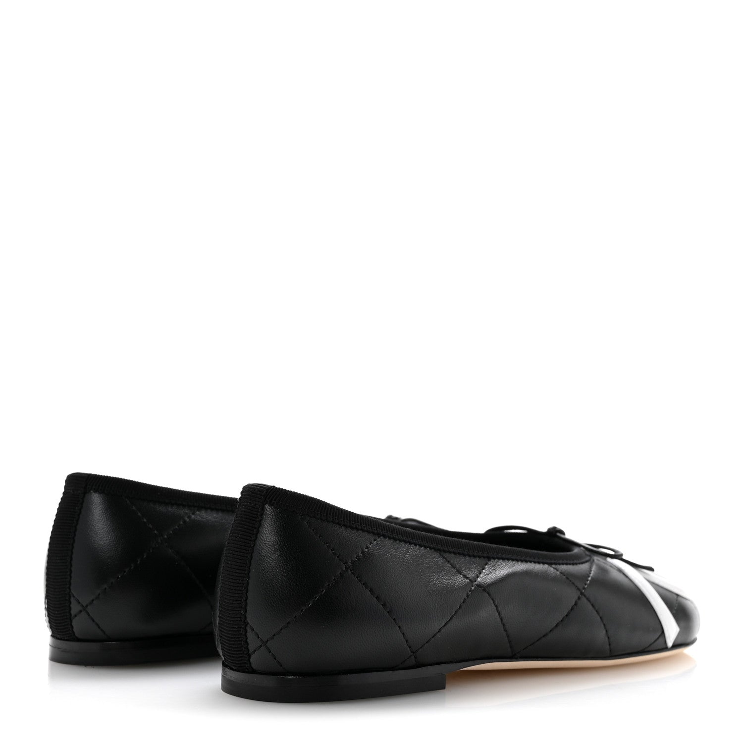 Chanel Lambskin Quilted CC Cambon Ballet Flats 36 Black White 5 of 10