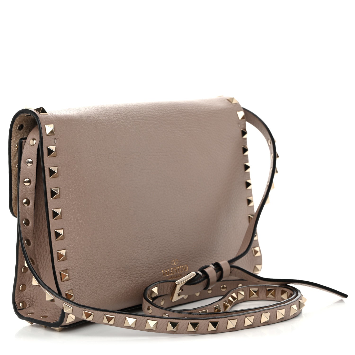 Valentino Garavani Pebbled Calfskin Medium Rockstud Flip Lock Crossbody Bag Poudre 3 of 12