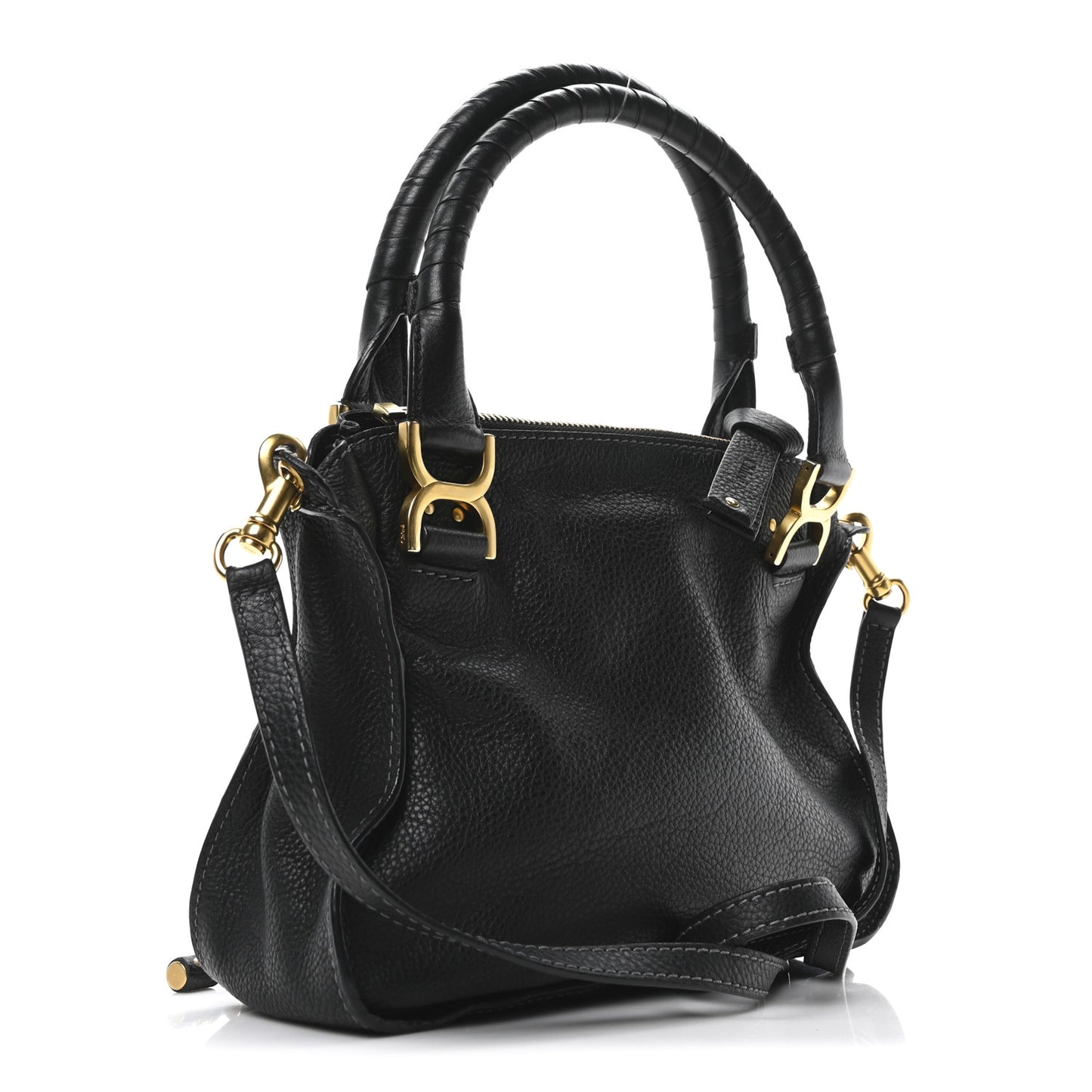 Calfskin Small Marcie Satchel Black