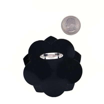 Chanel Polyethylene Foam Flower Brooch Black Blue 2 of 4