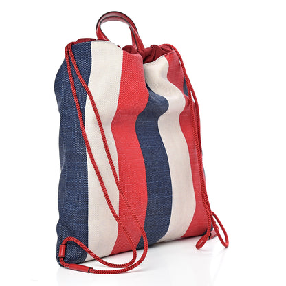 Gucci Canvas Logo Sylvie Stripe Drawstring Backpack Red 3 of 10