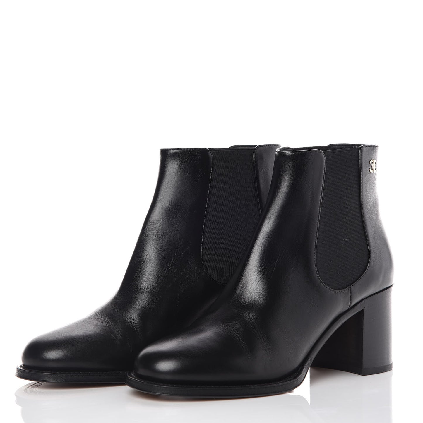 Glazed Calfskin Short Boots 40 Black