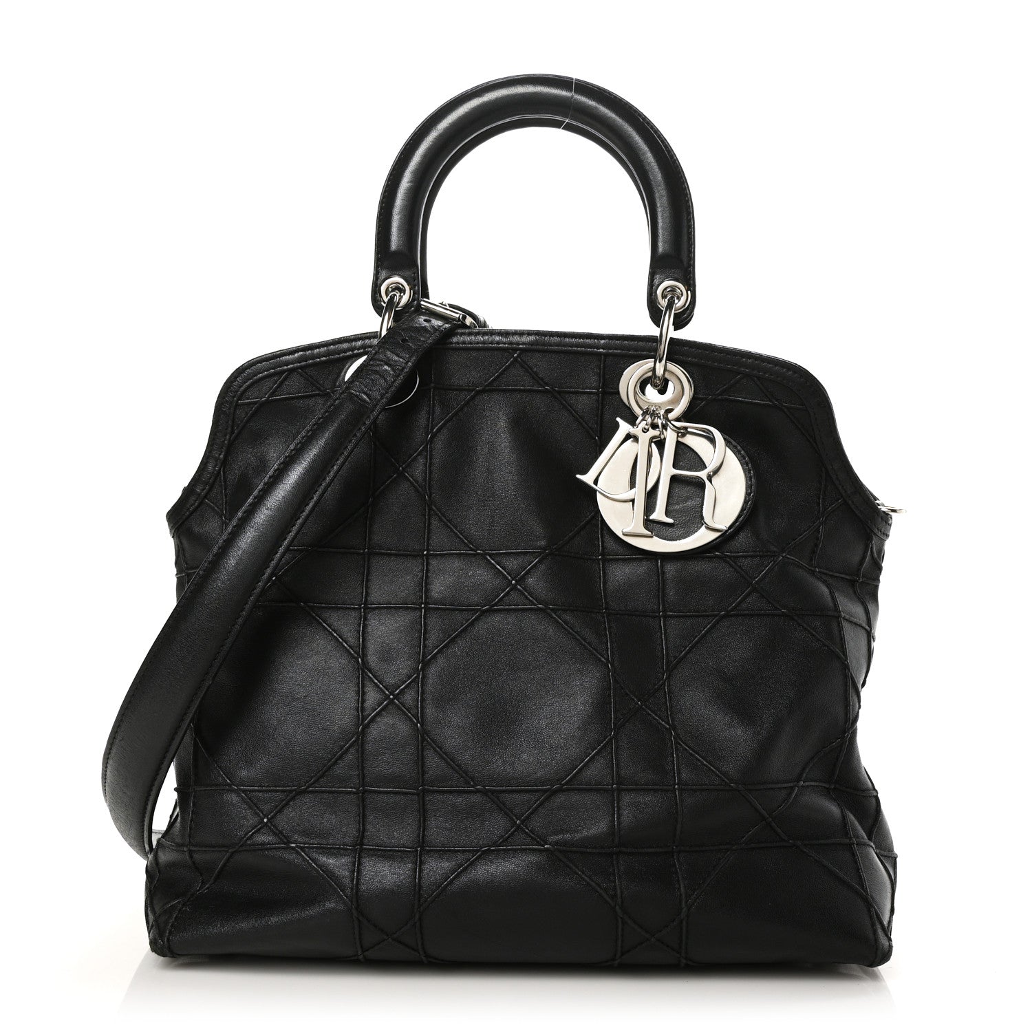 Christian Dior Lambskin Cannage Medium Granville Tote Black 1 of 7