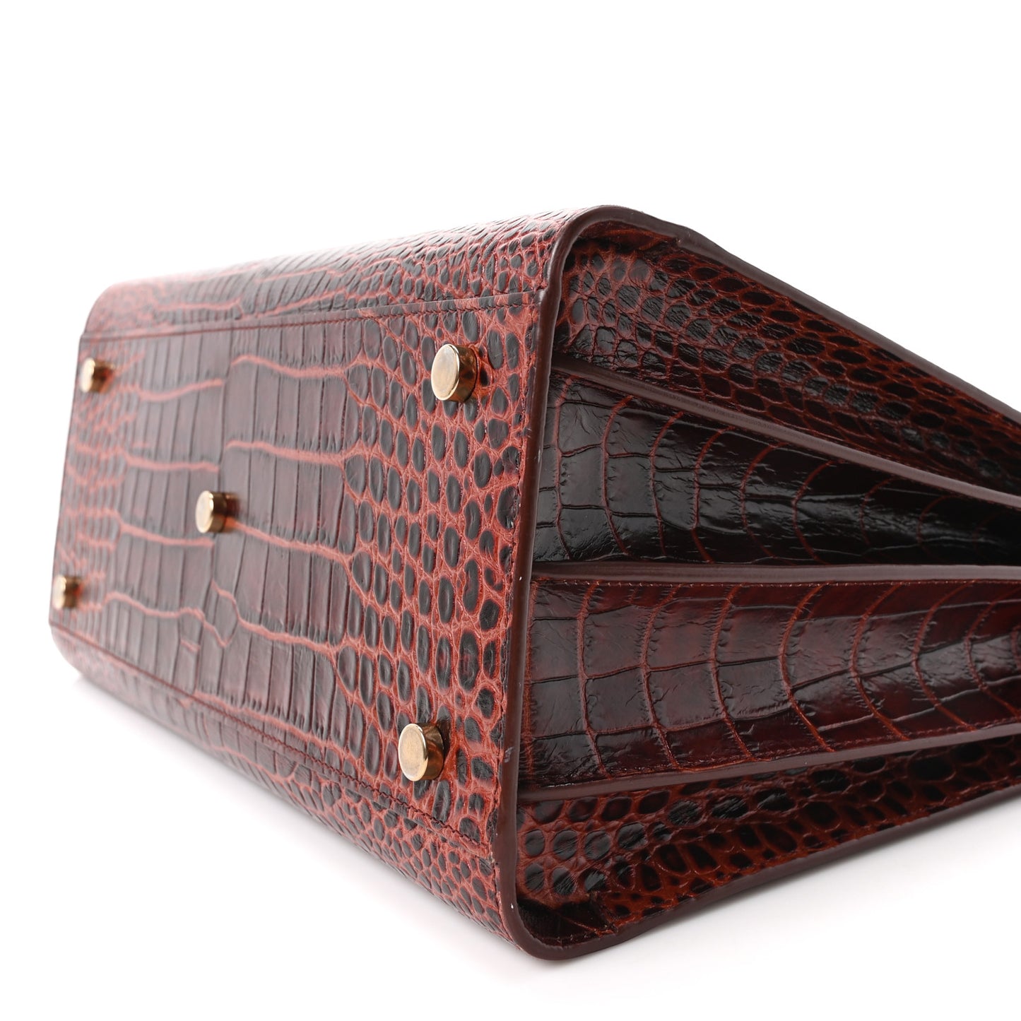 Calfskin Crocodile Embossed Small Sac De Jour Dark Blood