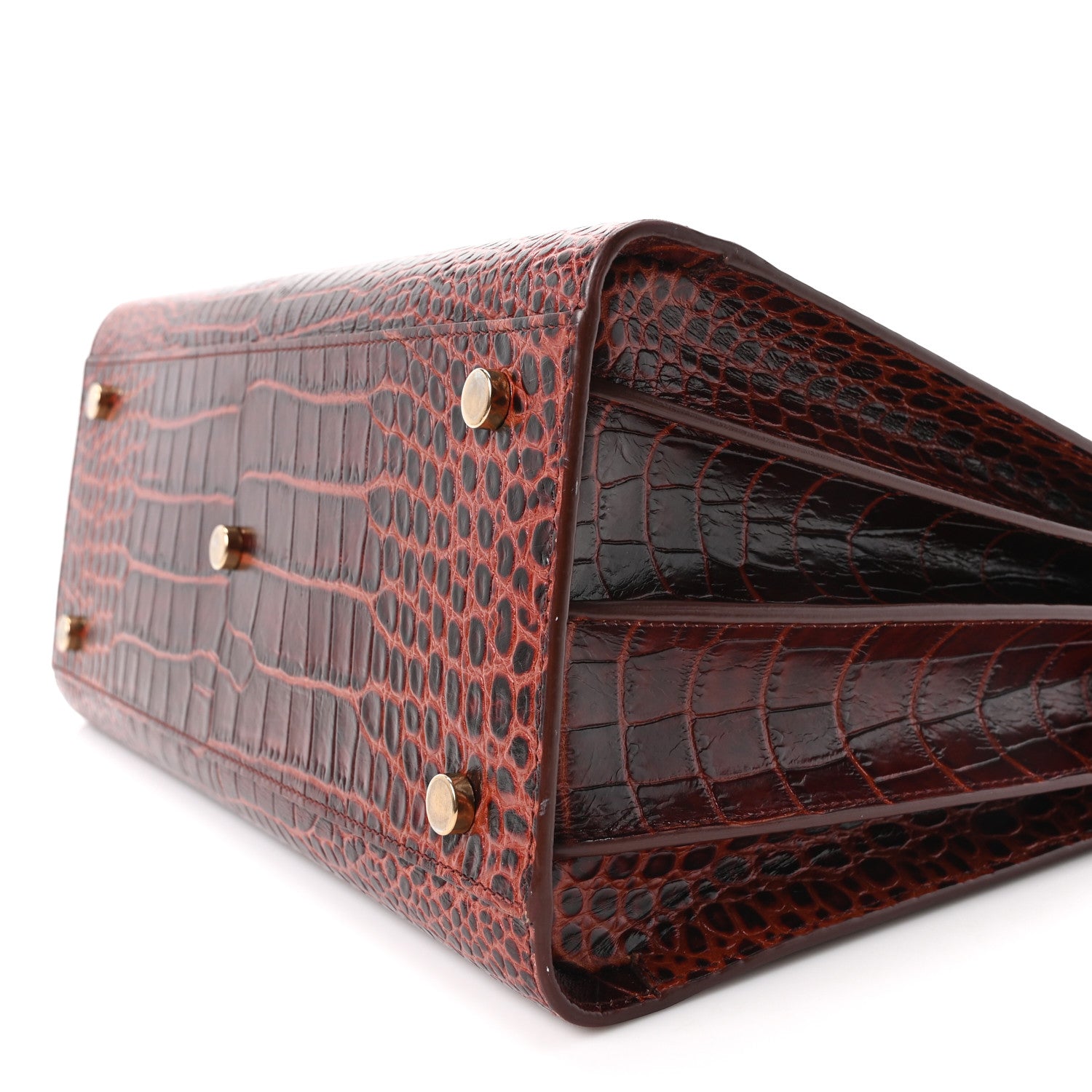 Saint Laurent Calfskin Crocodile Embossed Small Sac De Jour Dark Blood 10 of 10