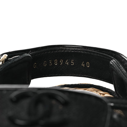 Chanel Mesh Patent Calfskin Velcro Dad Sandals 40 Black 10 of 14