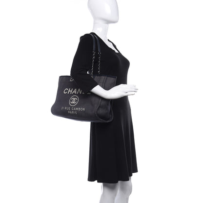 Chanel Denim Small Deauville Tote Dark Blue 2 of 9