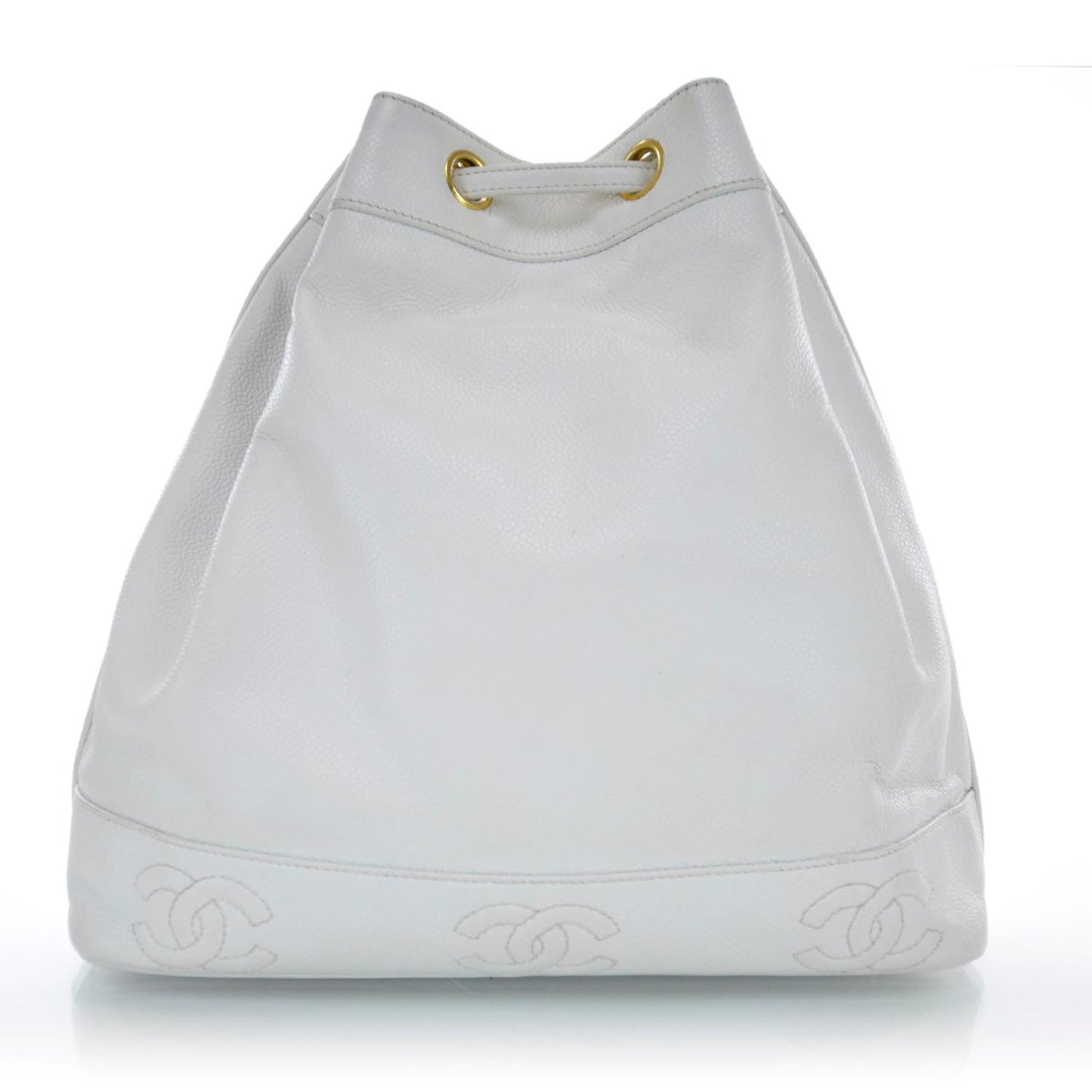 Caviar Drawstring Shoulder Bag White