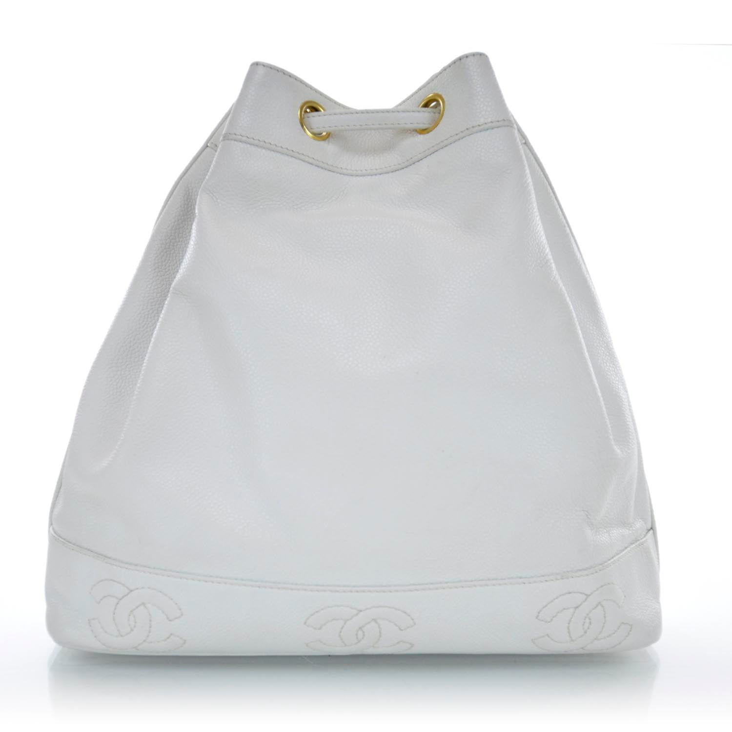 Chanel Caviar Drawstring Shoulder Bag White 3 of 10