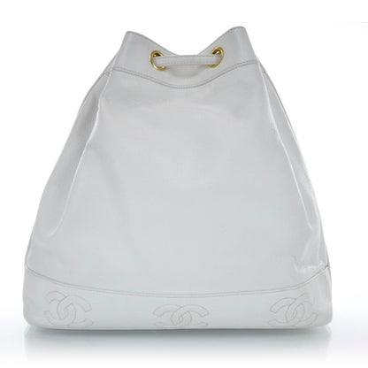 Chanel Caviar Drawstring Shoulder Bag White 3 of 10