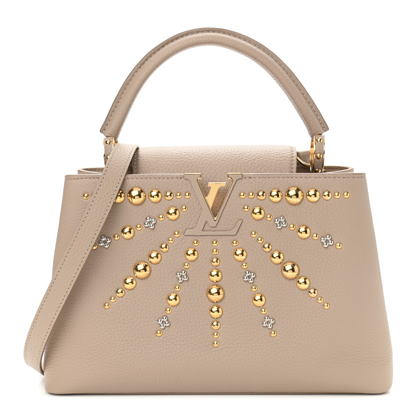 Taurillon Studded Sol Capucines PM Galet