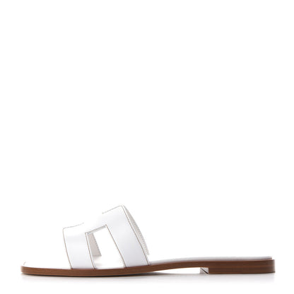 Hermes Box Calfskin Oran Sandals 38 White 1 of 8