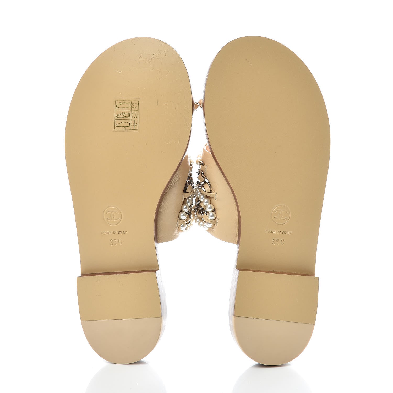 Chanel Lambskin Pearl Chain Flat Sandals 36 Beige 5 of 7