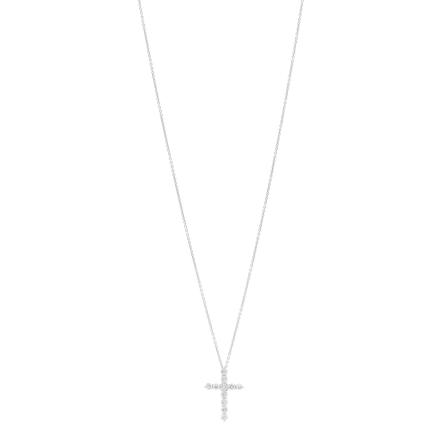Platinum Diamond Medium Cross Pendant Necklace