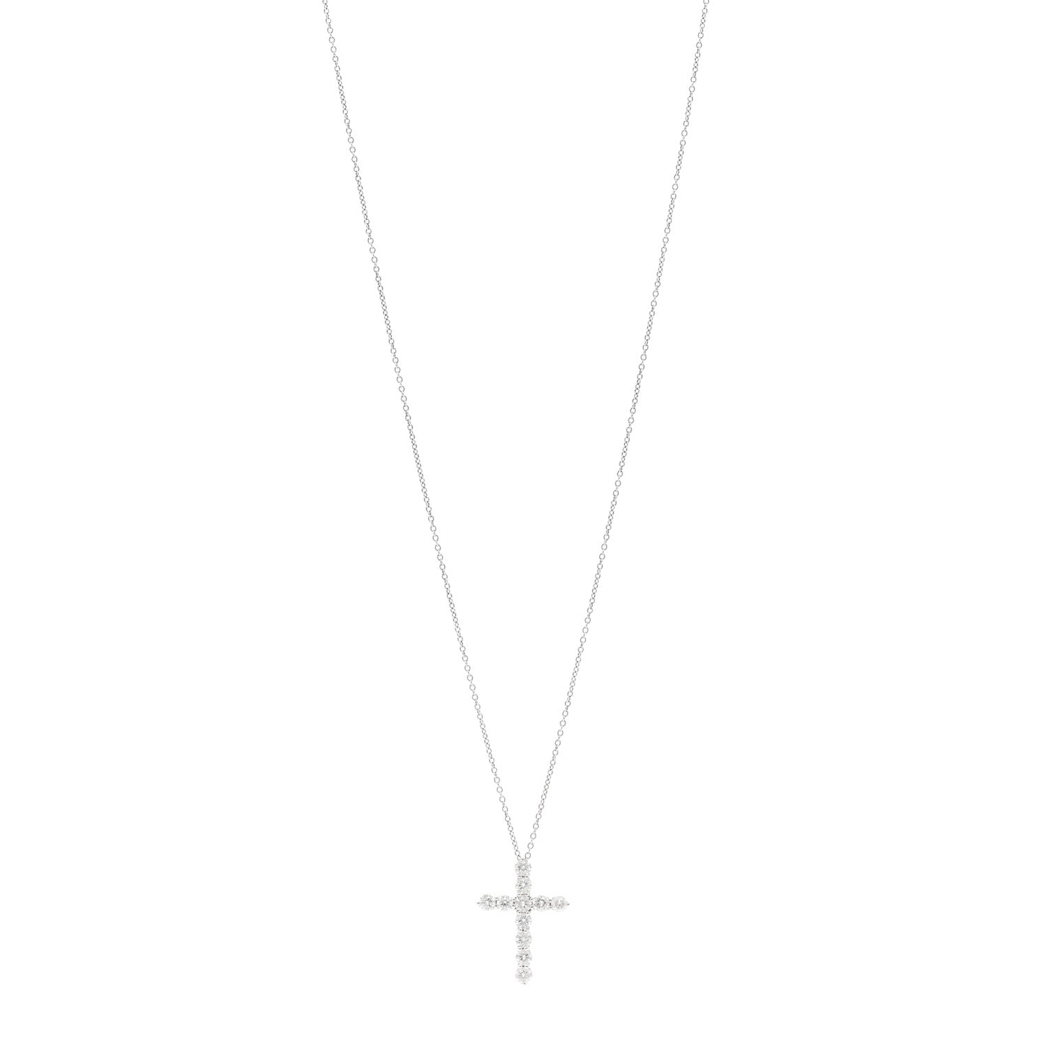Tiffany Platinum Diamond Medium Cross Pendant Necklace 1 of 5