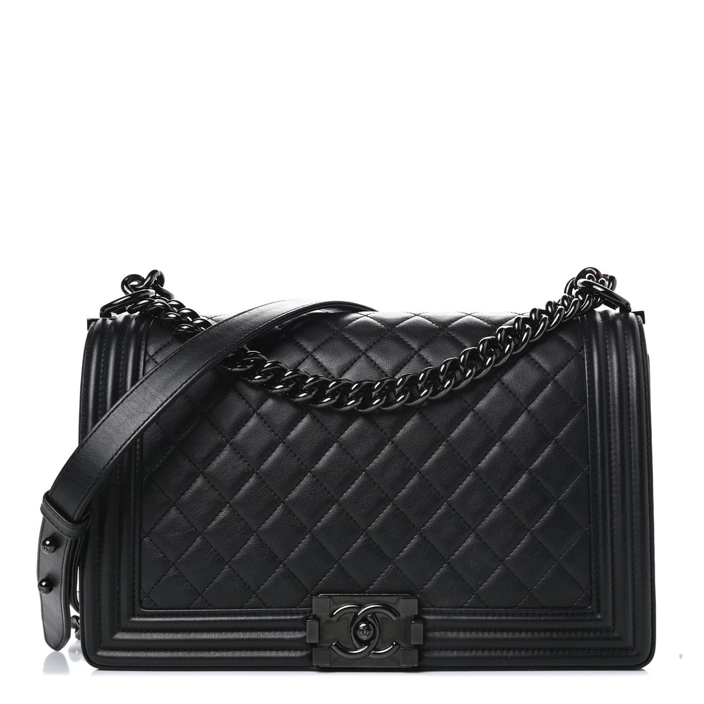 Calfskin Quilted New Medium Boy Flap So Black