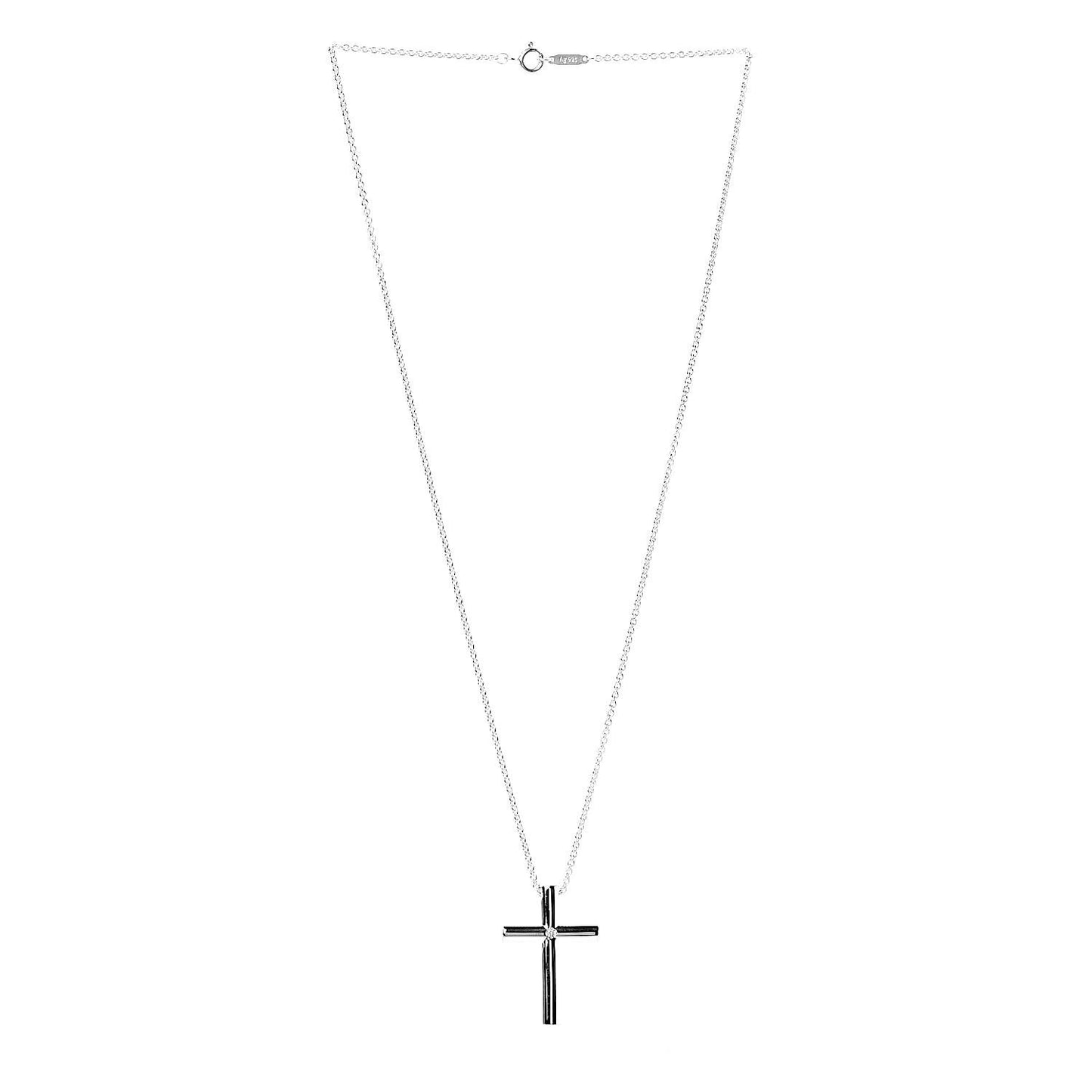 Sterling Silver Diamond Cross Pendant Necklace
