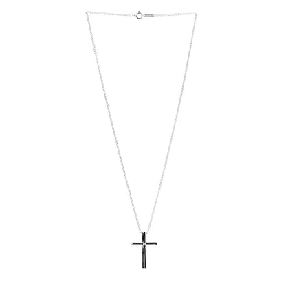 Tiffany Sterling Silver Diamond Cross Pendant Necklace 3 of 7