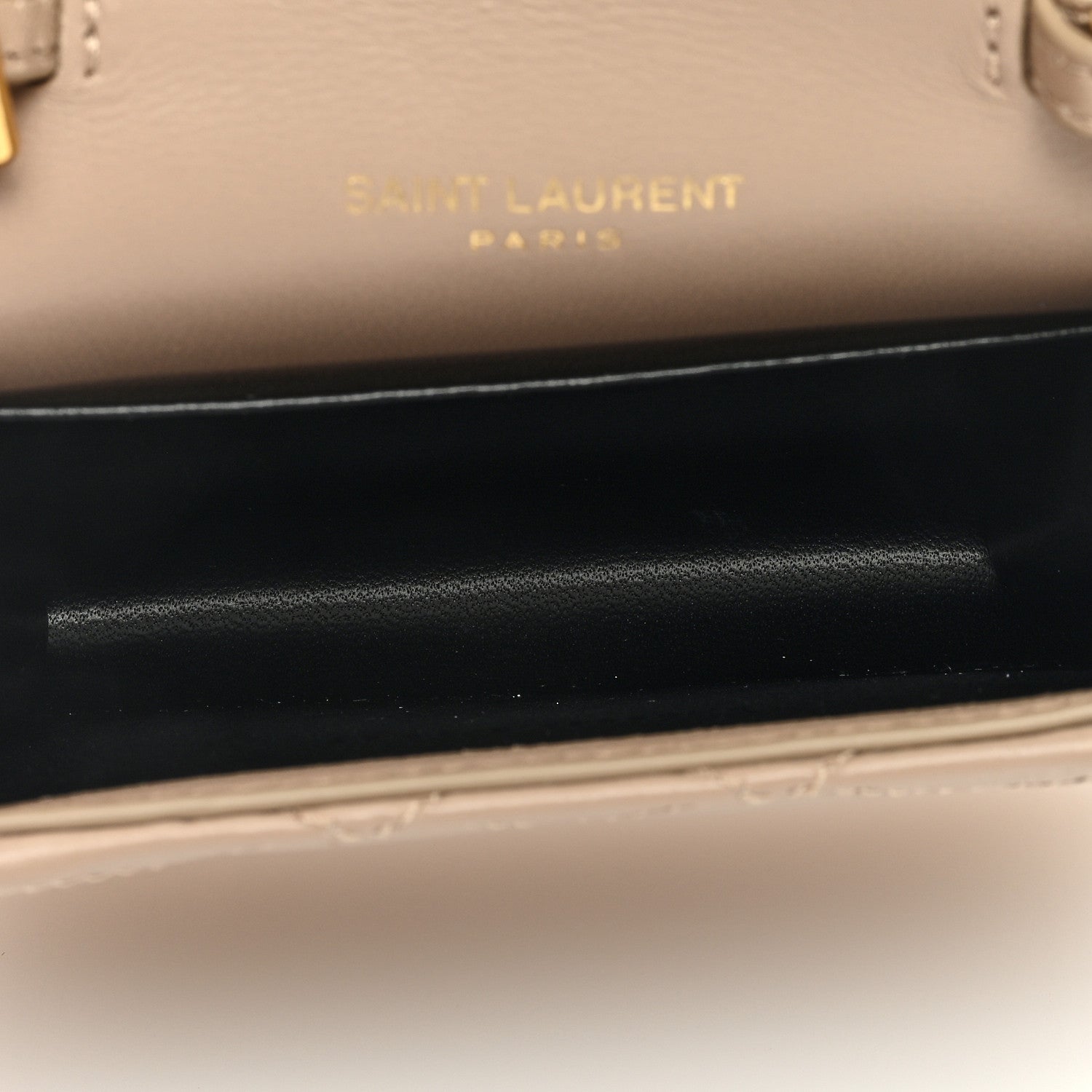 Saint Laurent Lambskin Quilted Monogram Micro Gaby Crossbody Bag Beige 5 of 8
