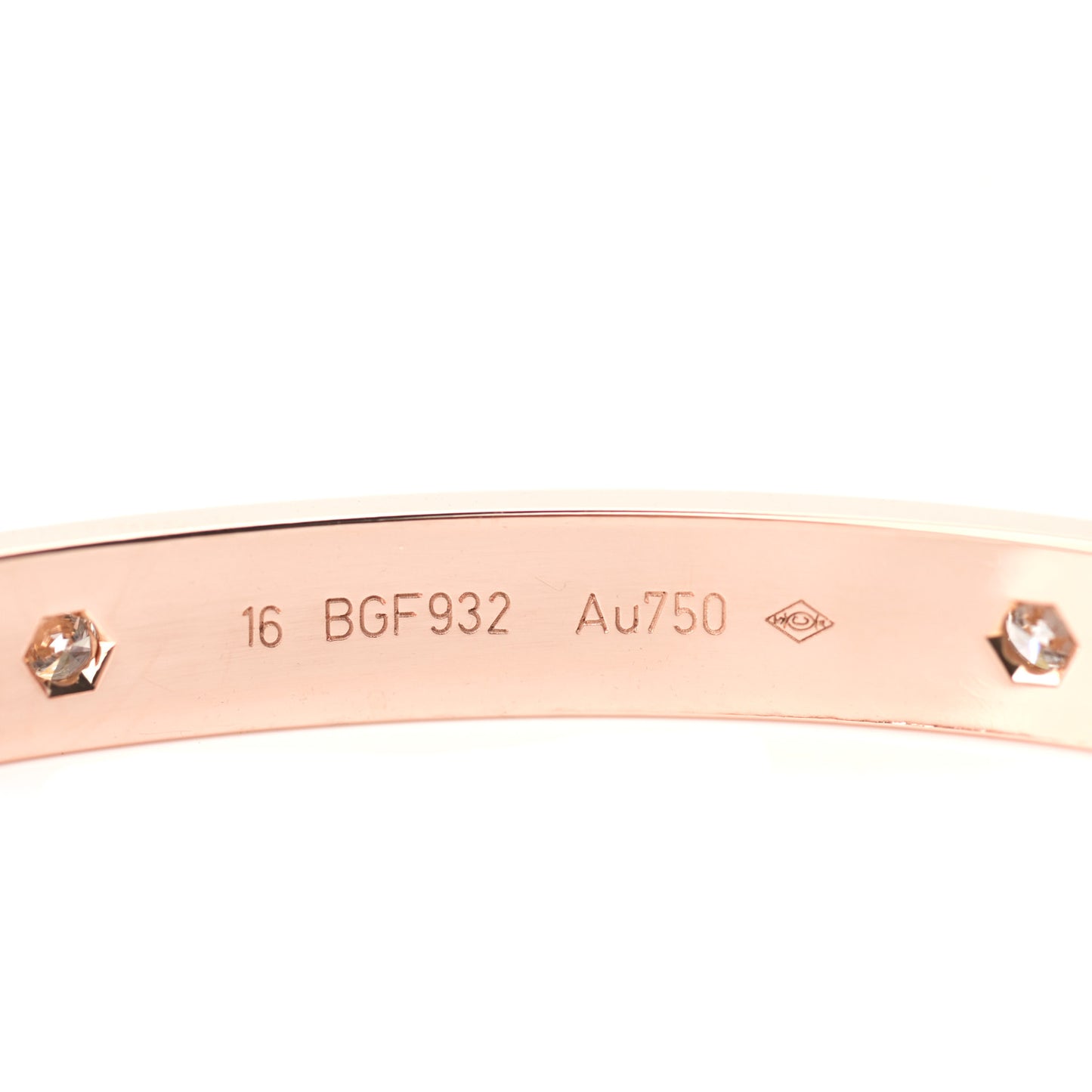 18K Pink Gold 4 Diamond LOVE Bracelet 16