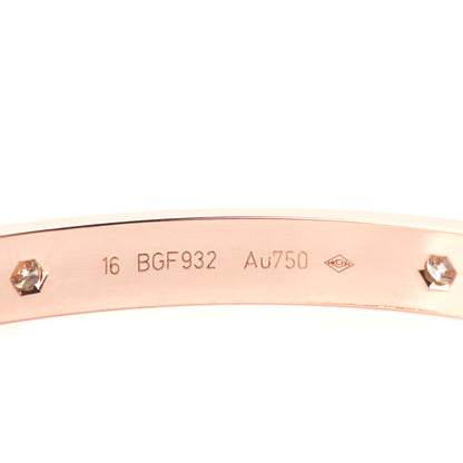 Cartier 18K Pink Gold 4 Diamond LOVE Bracelet 16 6 of 7