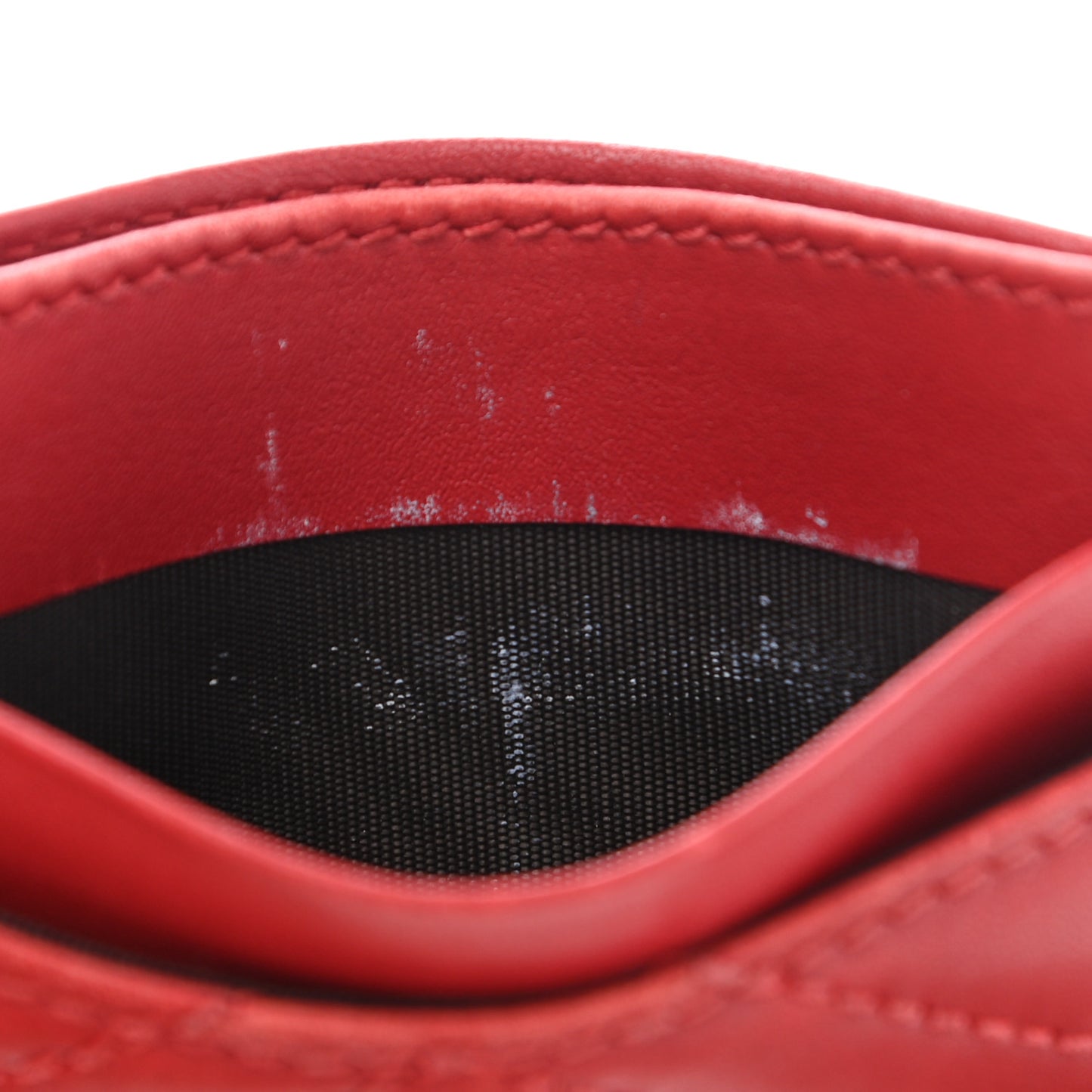 Calfskin Matelasse GG Marmont Card Holder Hibiscus Red